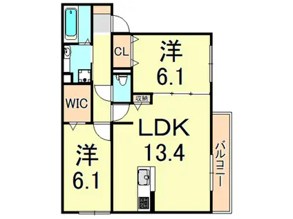 ウェルフォート(2LDK/2階)の間取り写真