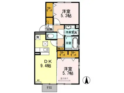 ユーエム・セイラIII(2LDK/1階)の間取り写真