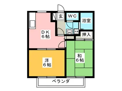 サンビレッジ鴨居 A棟(2DK/2階)の間取り写真