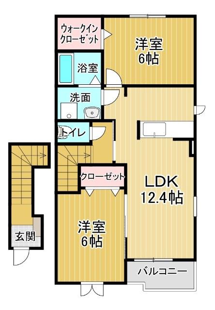ルチェルナ II(2LDK/2階)の間取り写真