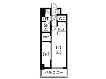 メイクスアート浄心(1LDK/9階)の間取り写真