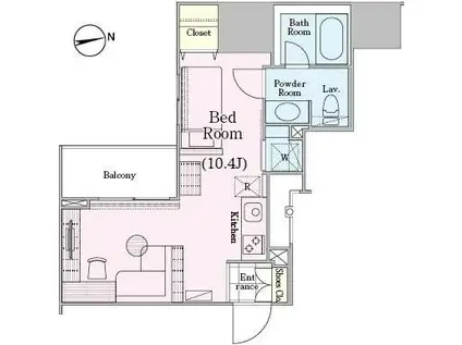 ロイジェントパークス四ツ谷(ワンルーム/11階)の間取り写真