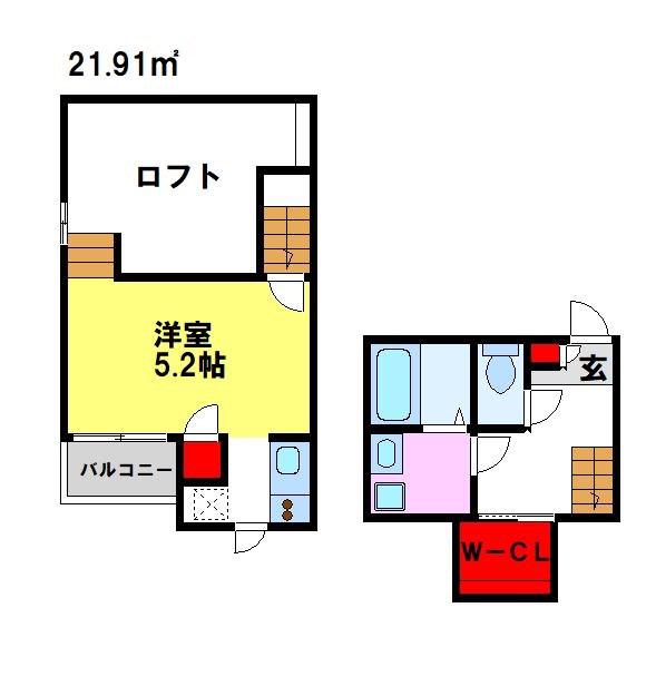 CB鳥栖フェリシア(1K/2階)の間取り写真