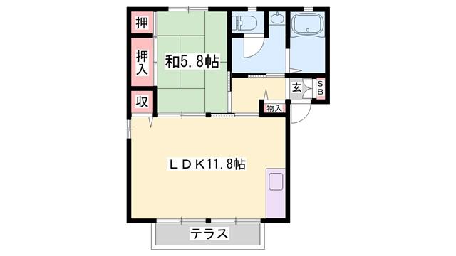 ラ・クレールA棟(1LDK/1階)の間取り写真