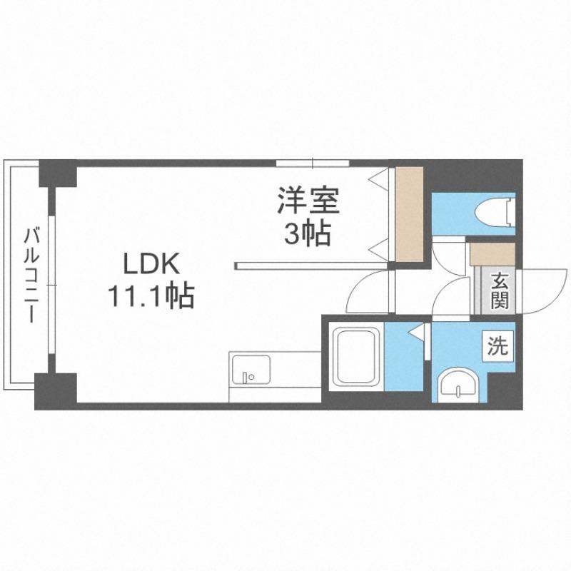 シャイニングドリーム真駒内(1LDK/3階)の間取り写真