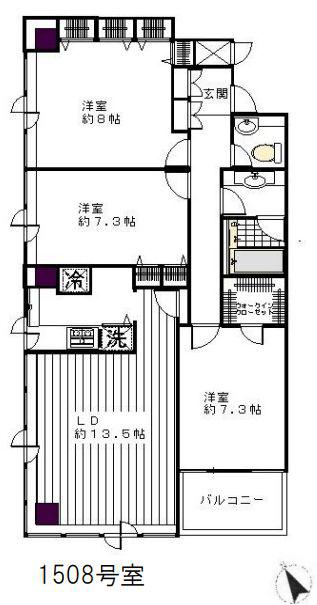 虎ノ門マリンガーデン(3LDK/15階)の間取り写真