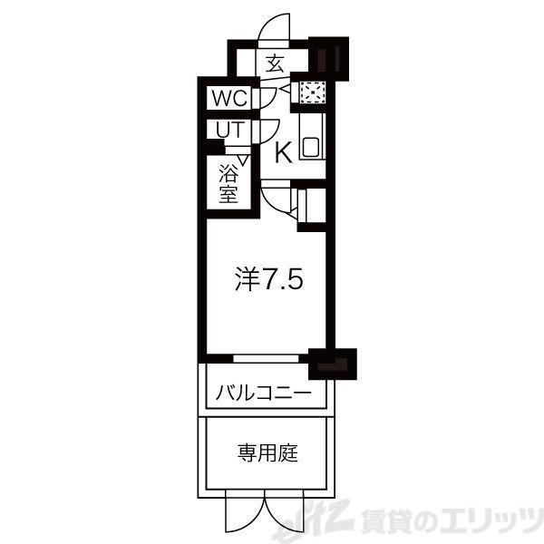 ディームス江坂(1K/13階)の間取り写真
