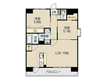 CLOWDIO熊本南(2LDK/10階)の間取り写真