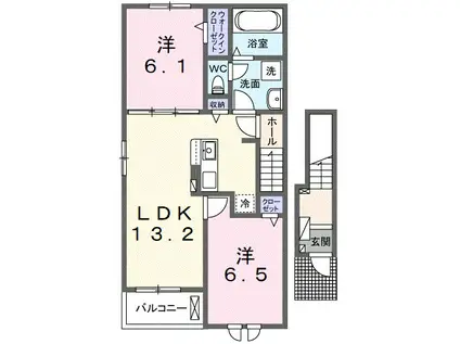 モデルノIV(2LDK/2階)の間取り写真