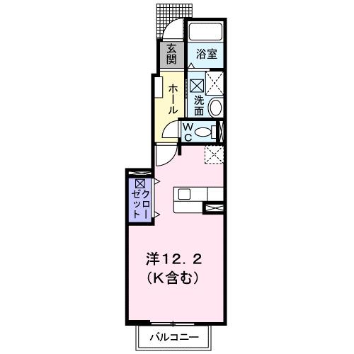 ネオハイムD(ワンルーム/1階)の間取り写真