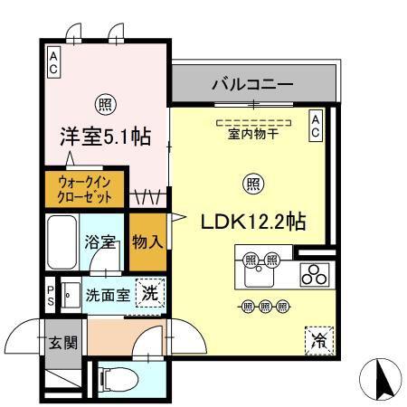 D-RESIDENCE川口3丁目E(1LDK/1階)の間取り写真