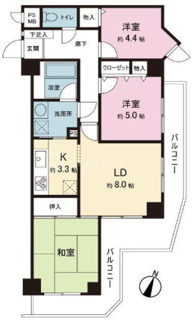 ライオンズマンション柴又第2(3LDK/4階)の間取り写真