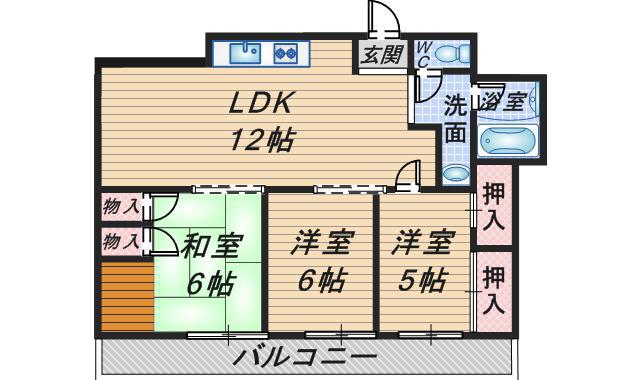 コートヴィレッジ服部(3LDK/2階)の間取り写真