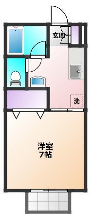 ヴェルファーレ中央(1K/1階)の間取り写真