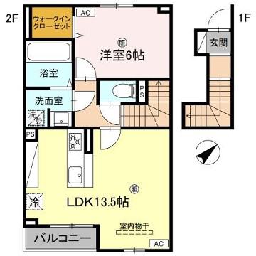 CASA LIBER(1LDK/2階)の間取り写真