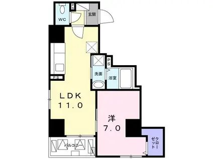 メゾン ド ルビアン(1LDK/12階)の間取り写真