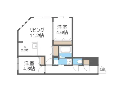 ビッグレジデンス資生館(2LDK/4階)の間取り写真