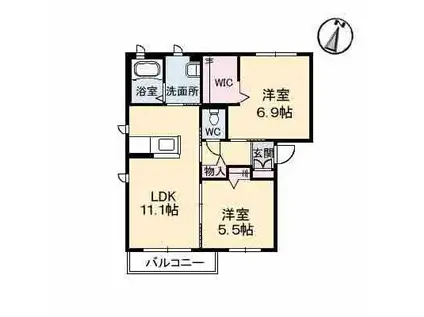 オーラルC(2LDK/2階)の間取り写真