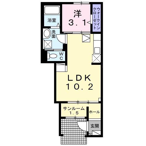 ルピナス(1LDK/1階)の間取り写真