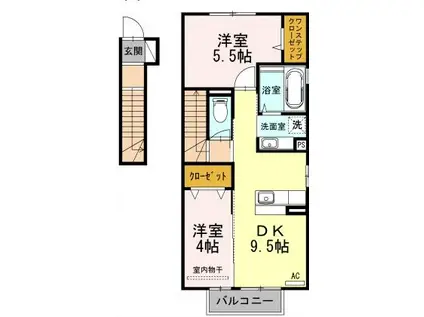 サニーハイツ(2DK/2階)の間取り写真