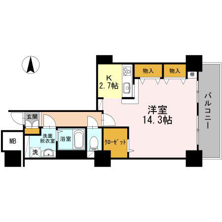品川シーサイドビュータワーI(1K/21階)の間取り写真
