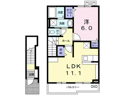 メゾンオーブⅠ(1LDK/2階)の間取り写真