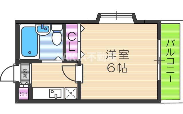 アパルト四天王寺II(1K/5階)の間取り写真