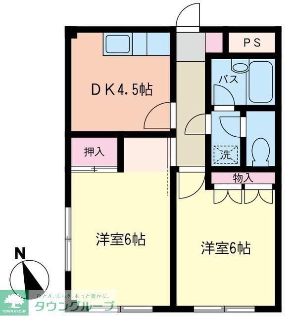 ハイム樹の花(2DK/1階)の間取り写真