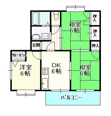 サンパレス道幸(3DK/2階)の間取り写真