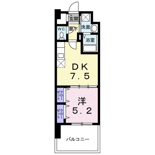アベリア(1DK/3階)の間取り写真