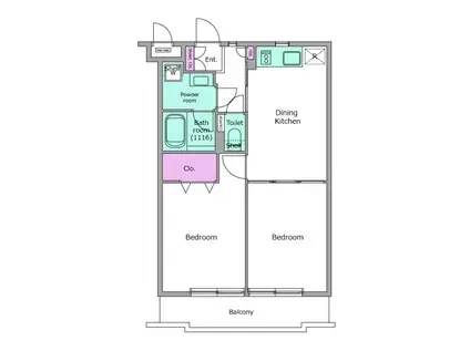 レジディア吉祥寺(2DK/1階)の間取り写真