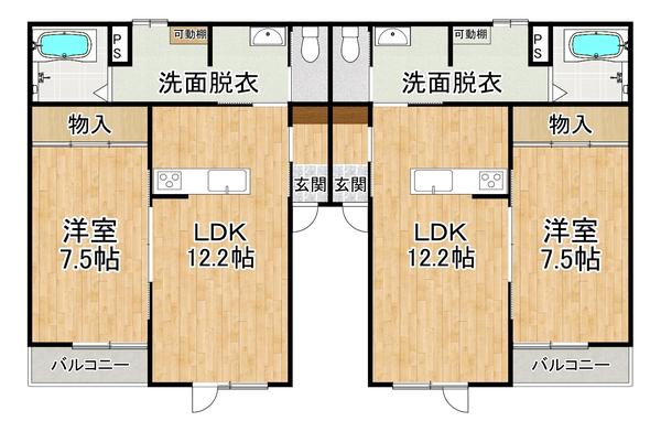 TOWN西5南17ベリーIIA(1LDK/2階)の間取り写真