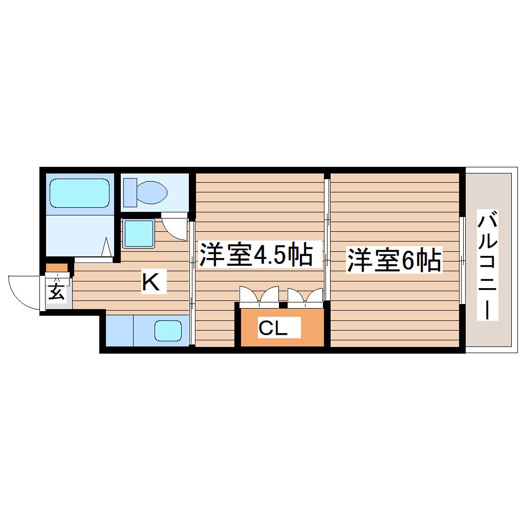 イーグルハイツ錦町(2K/2階)の間取り写真