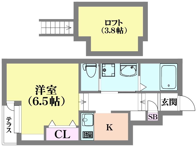 あんしん宮川町(1K/1階)の間取り写真
