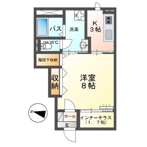 新潟市秋葉区中野アパート(1K/1階)の間取り写真
