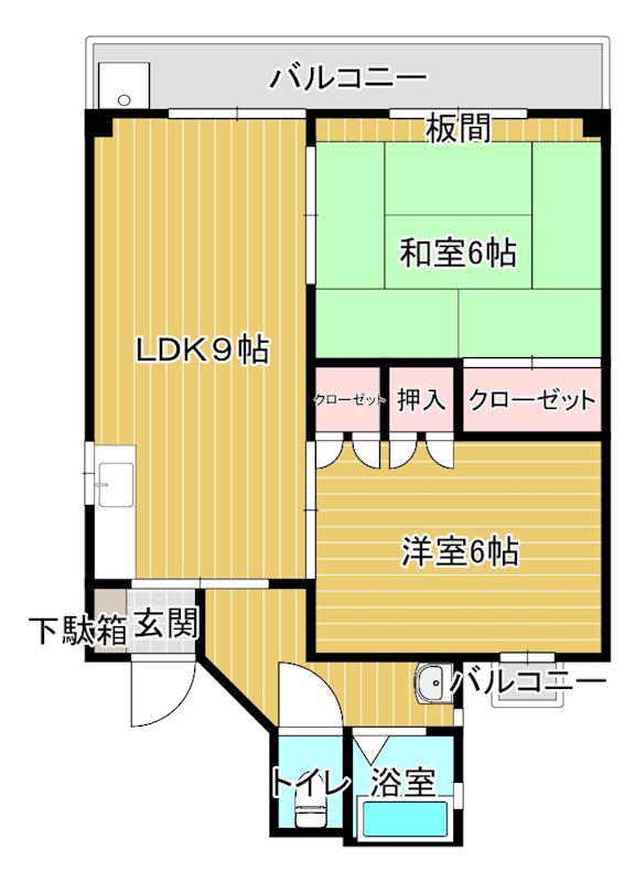 光ハイツ(2LDK/3階)の間取り写真