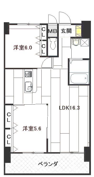 MDIシエルコンティーレ曽根北町(2LDK/8階)の間取り写真