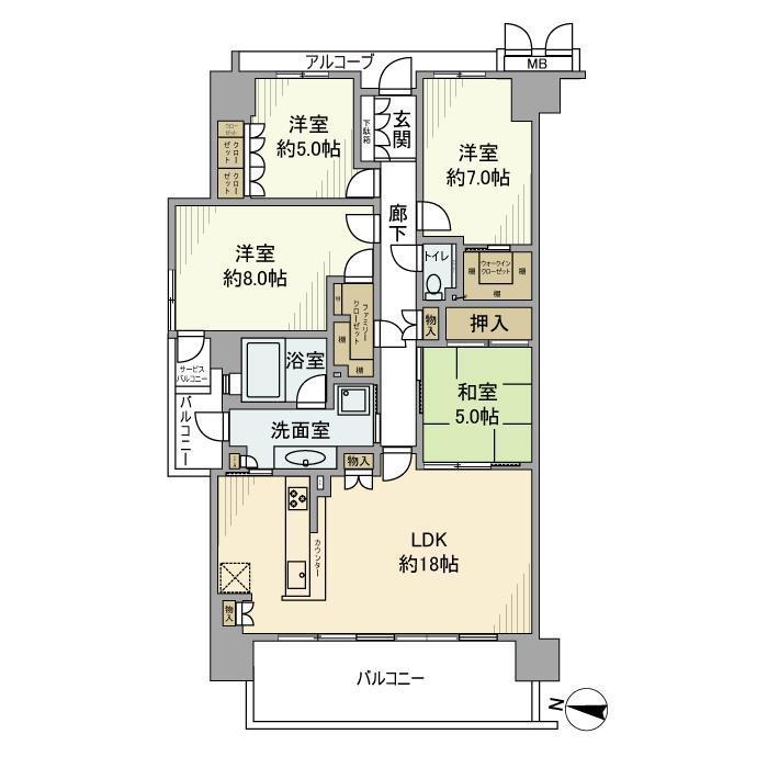 ルネ神戸星陵台(4LDK/4階)の間取り写真