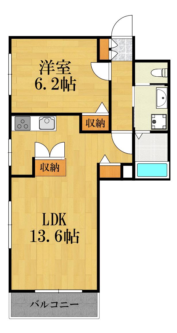 ルーブル(1LDK/3階)の間取り写真