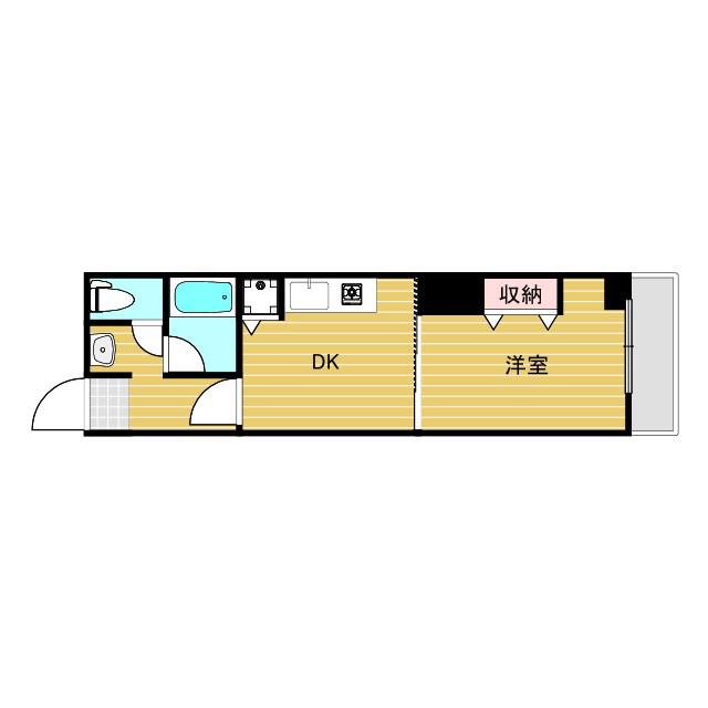 ドムスドイ(1DK/3階)の間取り写真