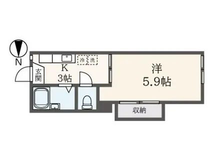 レークヒル(1K/1階)の間取り写真