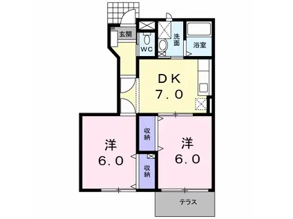 グランデ(2DK/1階)の間取り写真
