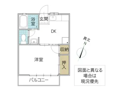 ホープヒルイワモト(1DK/2階)の間取り写真