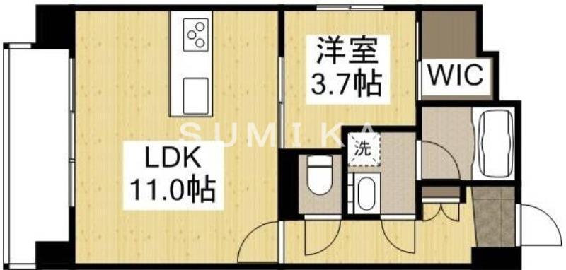 ルミエール岡山駅西口(1LDK/1階)の間取り写真