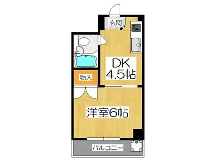 グランディール葭屋(1DK/2階)の間取り写真