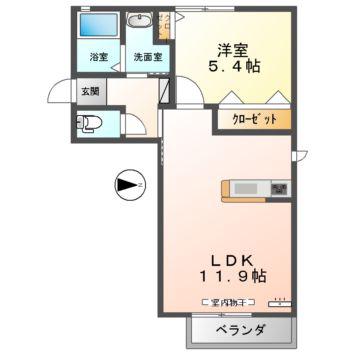アマービレ 3RD(1LDK/2階)の間取り写真