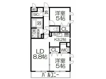 JEAN MARIE(2LDK/3階)の間取り写真