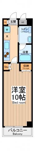 シークエンス(1K/2階)の間取り写真