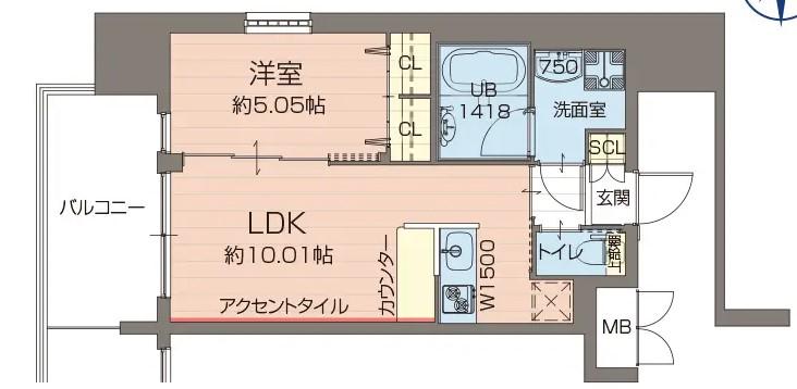 プレジオ江坂ROUGE(1LDK/10階)の間取り写真