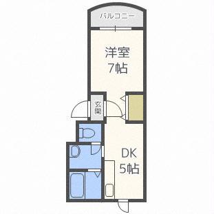 QBIG白石(1DK/1階)の間取り写真